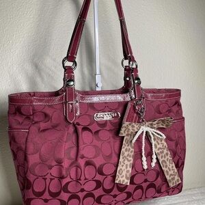 Coach Signature Maroon Tote Bag